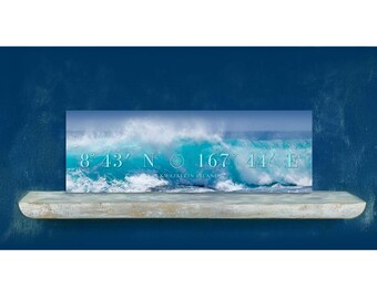 Oceanside Wave Panoramic Coordinate Print 8" x 24" Canvas
