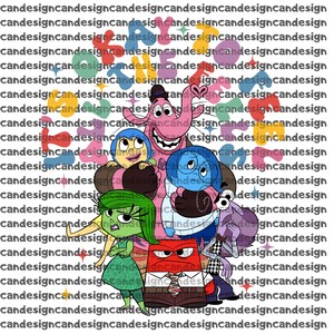 May include: A colorful graphic featuring characters from the animated movie "Inside Out." The image includes the words "Inside Out" in various colors. The characters include Joy, Sadness, Anger, Disgust, and Fear, along with Bing Bong.