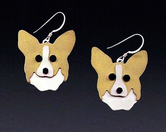 Corgi Art - Corgi Earrings - by Anita Edwards