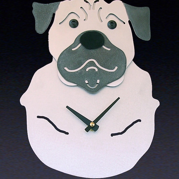 Pug Dog Art - Pug Clock - by Anita Edwards
