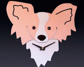 Papillon Dog Art - Papillon Clock - by Anita Edwards