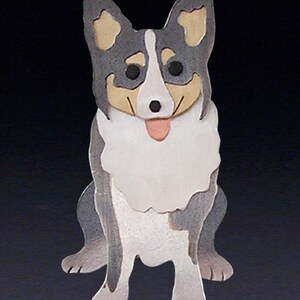 Corgi Art - Tri-Colored Corgi Pin - by Anita Edwards