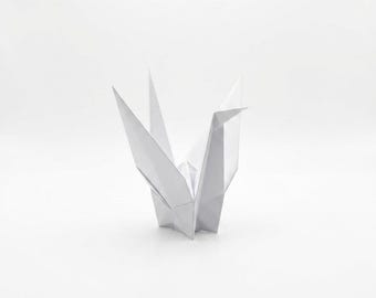 3D Printed Origami Crane Sculpture | Minimalist White Paper Bird Decor | Japanese Inspired Ornament