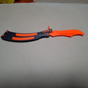 Butterfly Knife Trainer – Safe Balisong Practice Tool – Orange & Black Fidget Toy – Folding Trainer Knife Prop – Gift for EDC Fans image 4