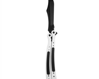 Butterfly Knife Trainer – Safe Balisong Practice Tool – Orange & Black Fidget Toy – Folding Trainer Knife Prop – Gift for EDC Fans