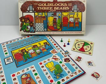 Vintage 1970's Cadaco Goldilocks and the Three Bears Storybook Game with a extra 1980's The Three Bears Little Golden Book