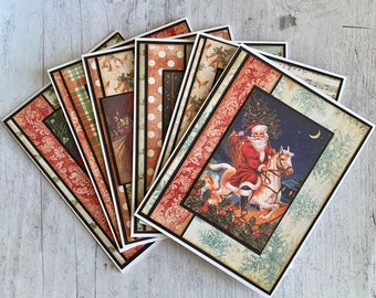 Set of six handmade christmas cards - set of blank christmas cards - pack of christmas notecards - christmas cards -