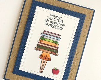 Handmade thank you card for teacher, english teacher, end of school, teaching, card from student, teacher appreciation, math teacher