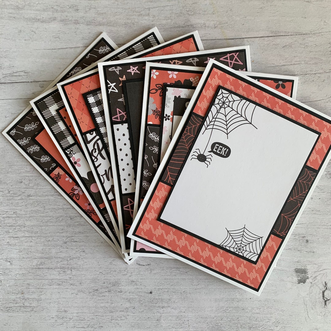 Set of Six Halloween Notecards - Handmade Halloween Greeting Cards ...