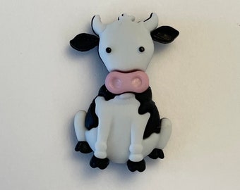 Black and white cow needle minder for cross stitch, embroidery or quilting, strong magnetic needle holder, needle keeper, needle nanny