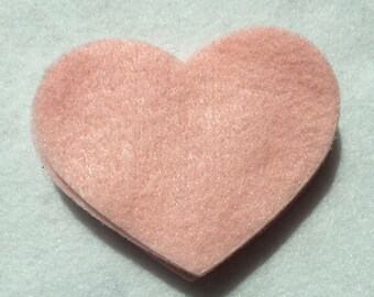 100 baby pink felt hearts.....3" x 2"