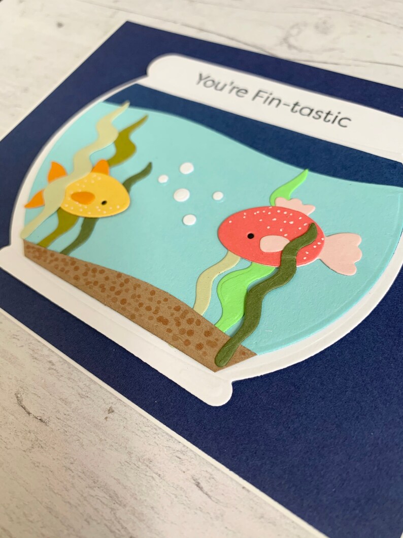Die Cut Fish Bowl Handmade Card Die Cut Goldfish Card Fish Etsy