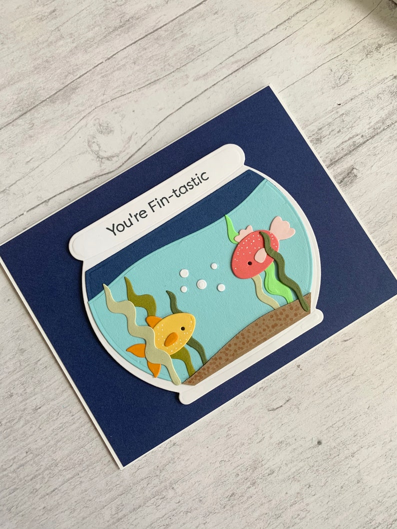Die Cut Fish Bowl Handmade Card Die Cut Goldfish Card Fish Etsy