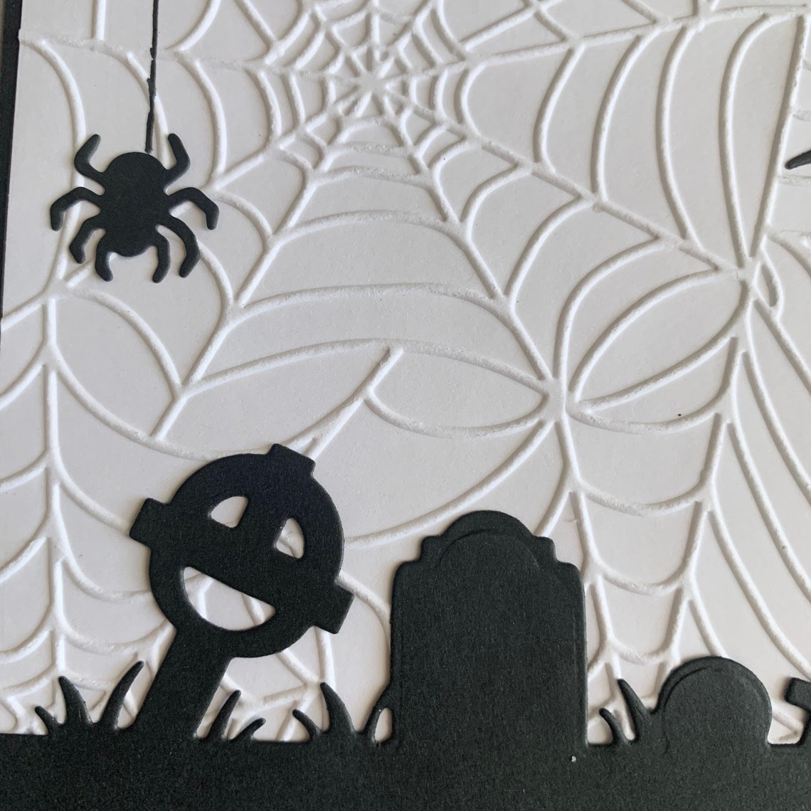Embossed black and white Halloween card Halloween notecard | Etsy