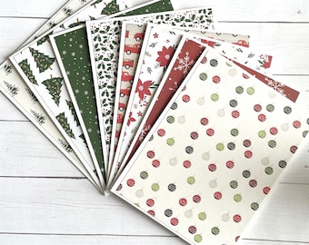 Set of 8 Christmas themed notecards - Christmas notecards - blank Christmas cards - holiday notecards or invitations -