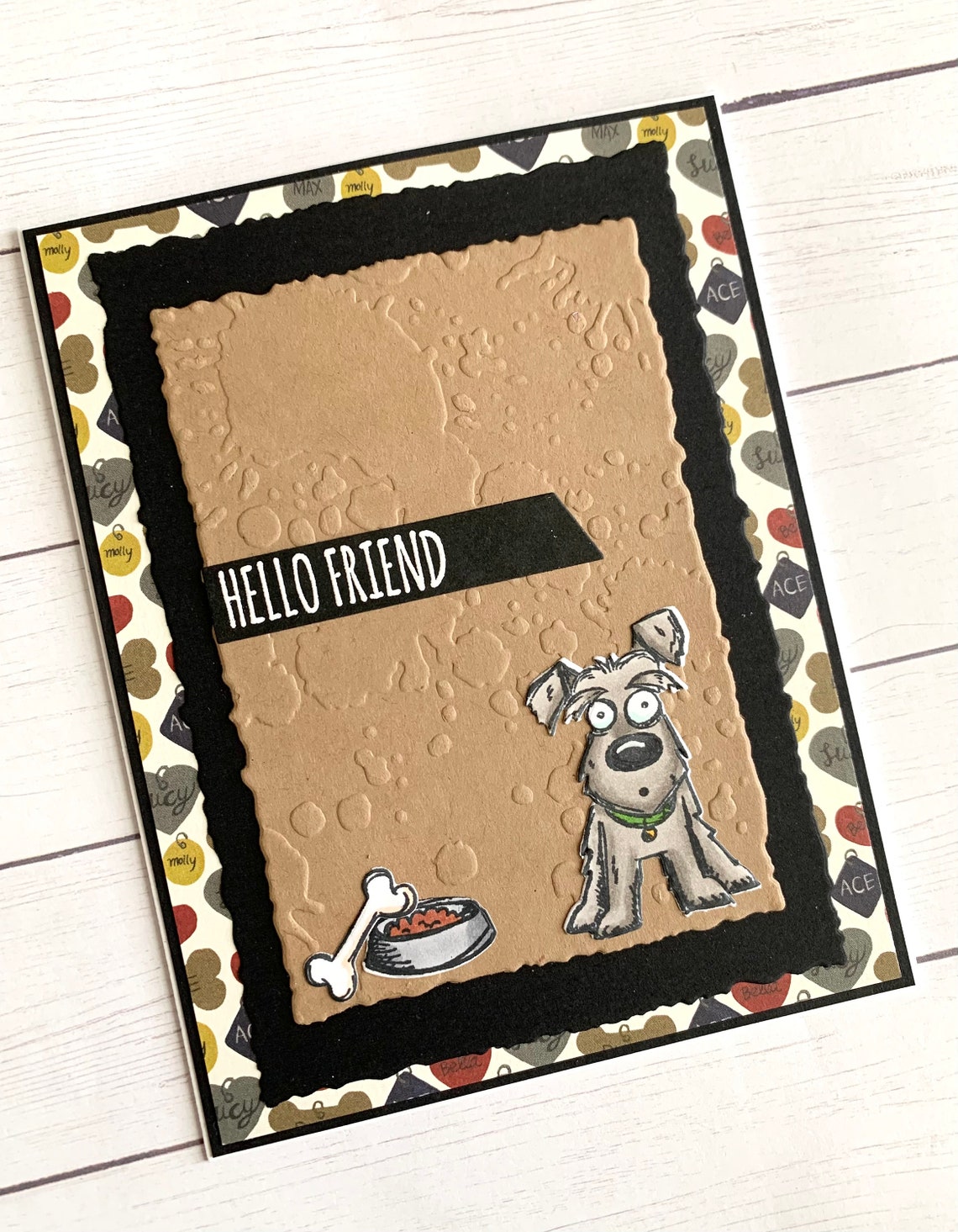 Cute handmade dog card dog lover card hand stamped card Etsy
