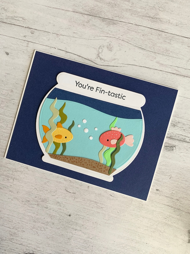 Die Cut Fish Bowl Handmade Card Die Cut Goldfish Card Fish Etsy