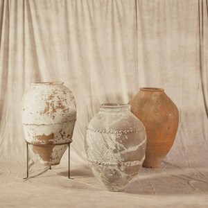 Olla de aceitunas turca antigua – Pátina envejecida, recipiente de arcilla mediterránea