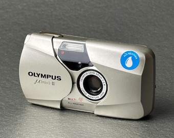 Fotocamera compatta Olympus Mju II da 35 mm con stilo, testata e funzionante.