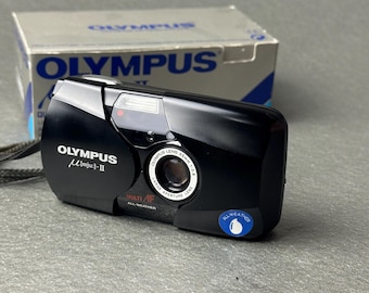 Black Olympus Mju II 35mm Film Camera Stylus Epic Mint Condition