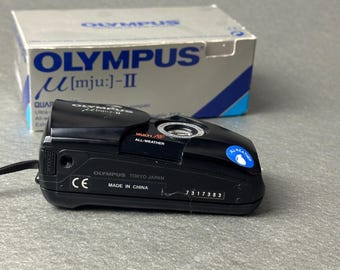 Black Olympus Mju II 35mm Film Camera Stylus Epic Mint Condition