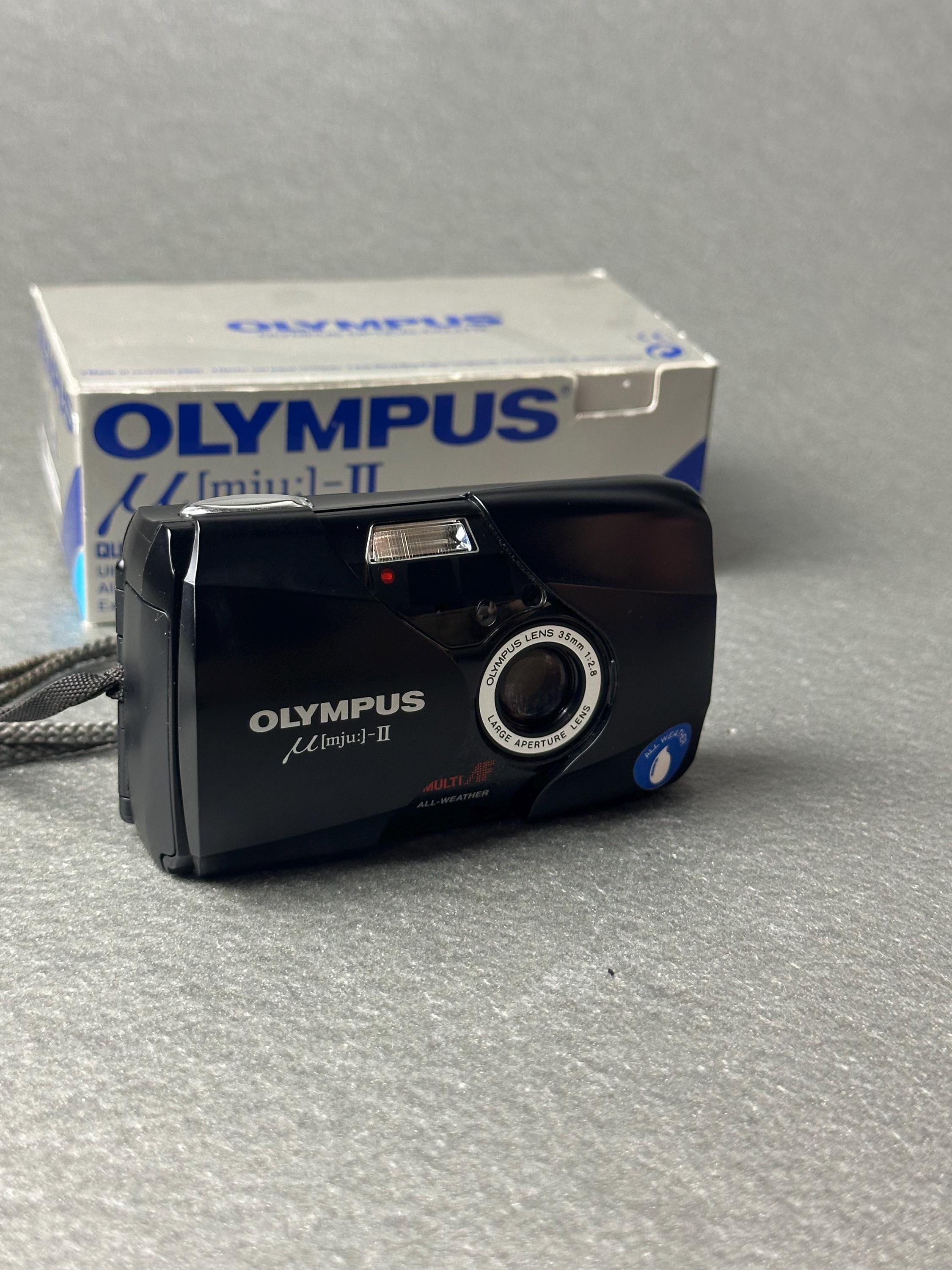 Black Olympus Mju II 35mm Film Camera Stylus Epic Mint Condition