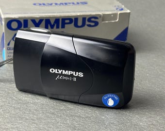 Black Olympus Mju II 35mm Film Camera Stylus Epic Mint Condition