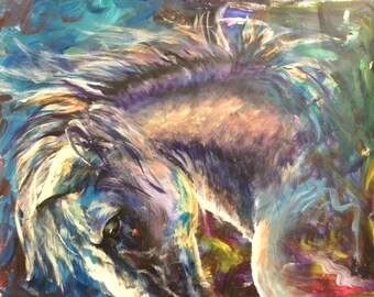 Acrylic horse painting  "Begins Again"