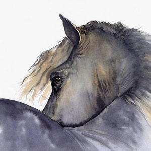 horse painting Looks Twice giclee print of original watercolor painting image 1