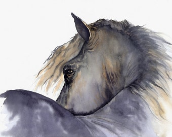 horse painting "Looks Twice" giclee print of original watercolor painting