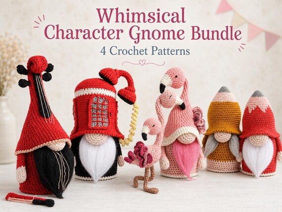 Gnome Crochet Pattern Bundle PDF, Easy Amigurumi Gnome Designs for Gifts and Decor