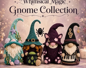 Lot de 4 patrons de nain au crochet, 4 patrons PDF amigurumi magiques fantaisistes