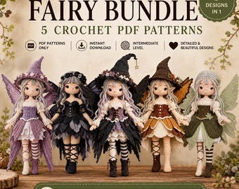Fairy Crochet Pattern Bundle PDF, Crochet Fairy Doll Pattern, Amigurumi Doll Digital Download