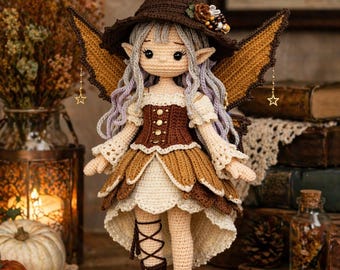 Woodland Fairy Crochet Pattern PDF, Amigurumi Fairy Doll Pattern, Fantasy Doll Design