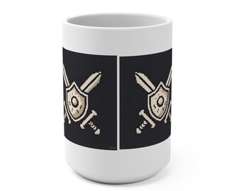 Vintage Shield and Swords Mug | Medieval Crest Coffee Cup