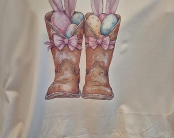Easter Bunny Boots - polyester white with sublimation design on front/ short sleeve