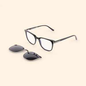Tom Ford Black Clip-On Eyeglasses with Silver Magnetic Clip (TF 5916 50MM)