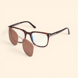 Gafas Tom Ford Tortoise con clip magnético marrón, TF 5916 50 MM Unisex