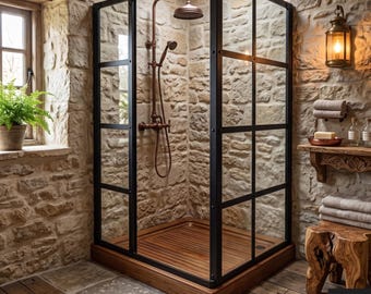 Solid  Wooden Shower Tray | Handmade Rustic Bathroom Decor, Custom Size (Waterproof)