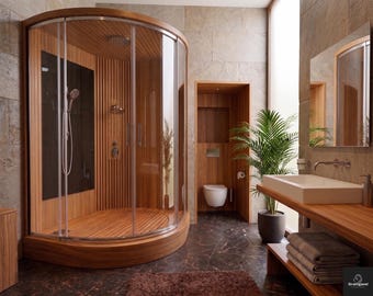 Handmade  Wooden Shower Tray | Rustic Bathroom Decor, Custom Size (Waterproof)