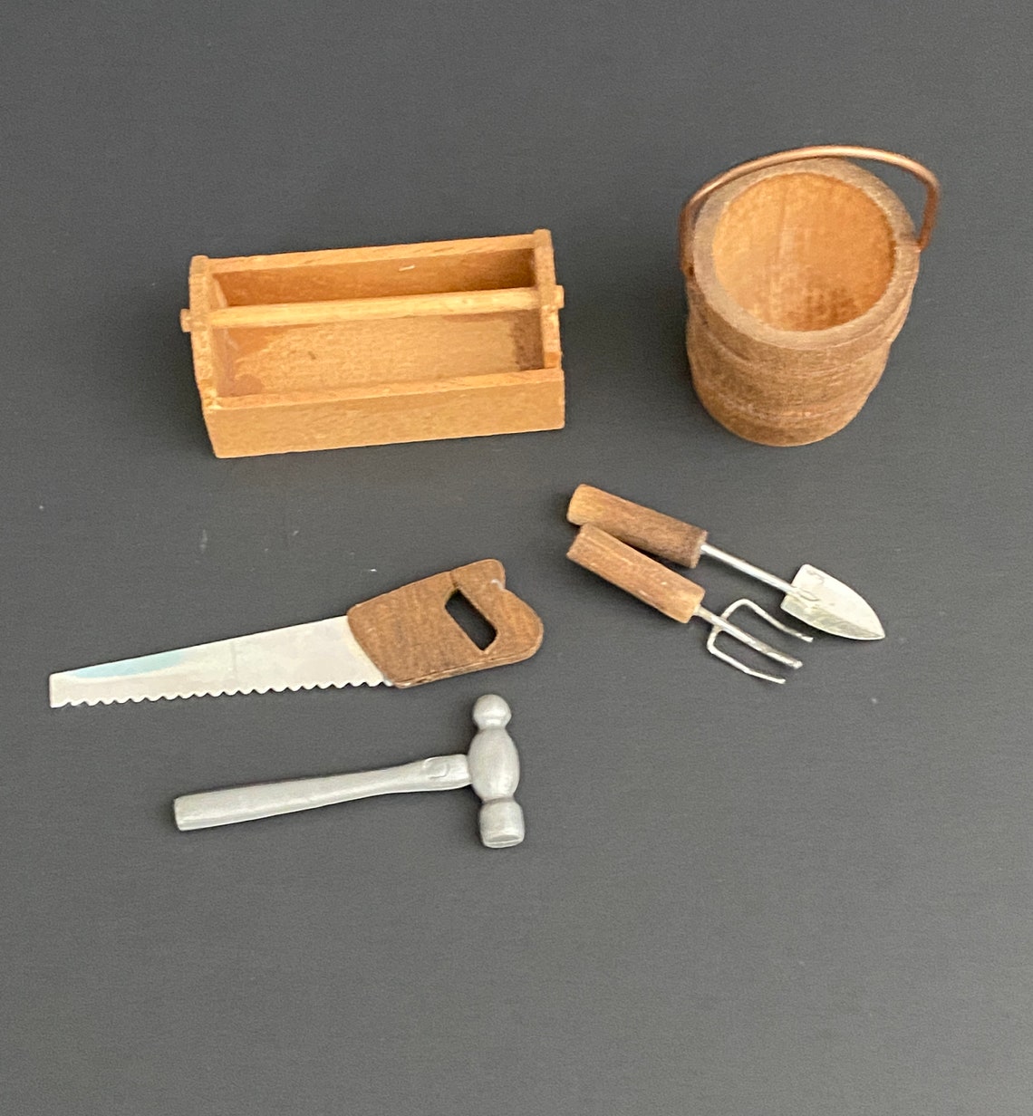 Miniature Dollhouse 6 piece Lot Wooden Toolbox Tools Garden Etsy