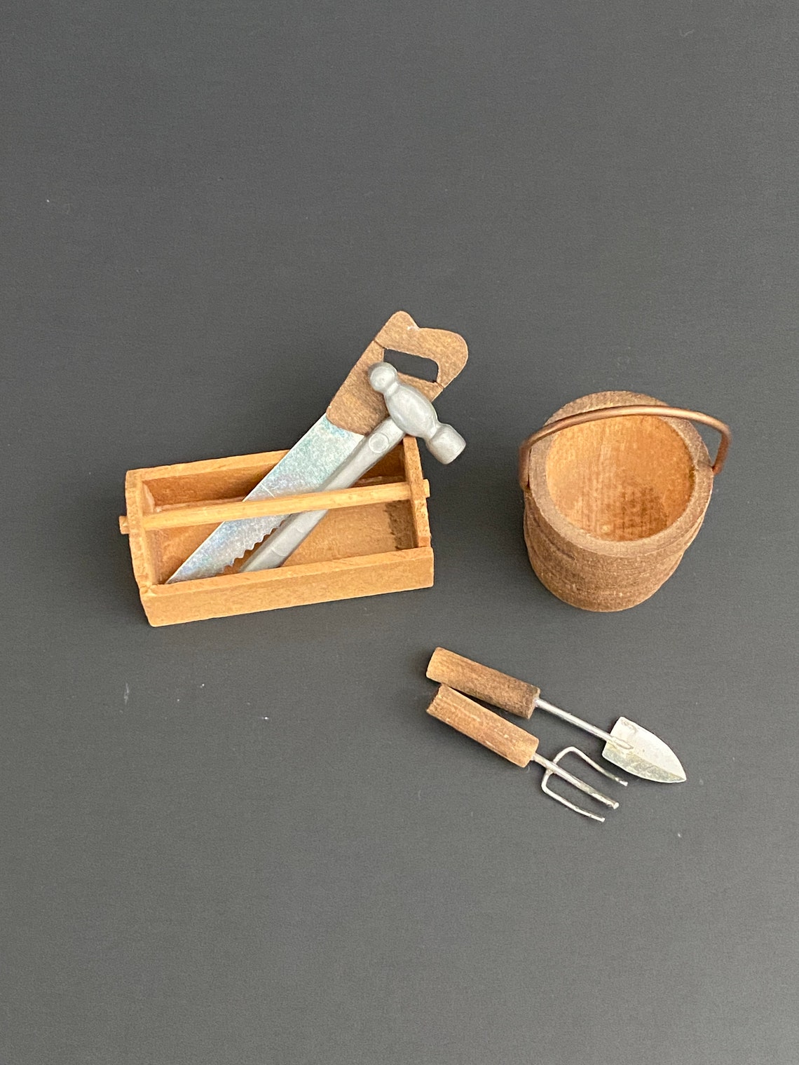 Miniature Dollhouse 6 piece Lot Wooden Toolbox Tools Garden Etsy