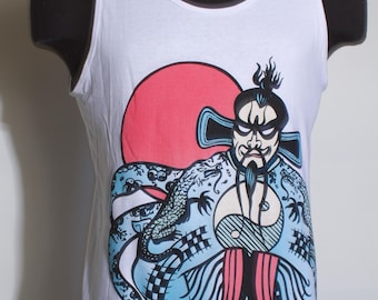 Jack Burton Big Trouble Tank Top or T‑Shirt – Fu Manchu Design (White)