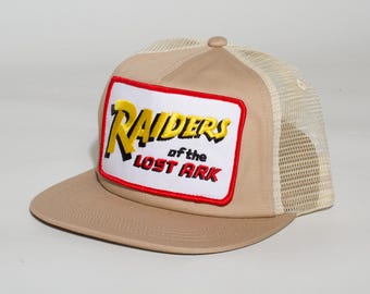Raiders Of the Lost Ark Trucker Hat Embroidered Cap Adult Adjustable Snap Khaki/Tan Mesh