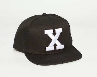 Embroidered 3D X Hat - By Any Means Necessary Cap Malcom Adult Adjustable Snap Black