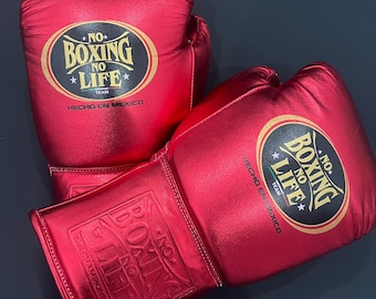 Metallic Red Leather Boxing Gloves – Professional Lace-Up Training Gear