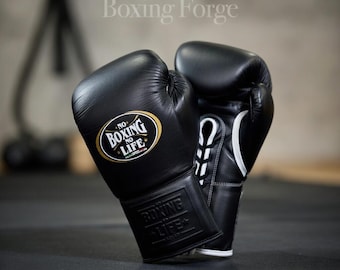 No Boxing No Life Metallic Training Gloves, Premium Genuine Leather Custom Color Sparring Gear