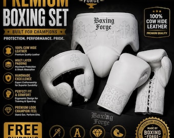 White Gothic Cross Custom Boxing Gloves, Chrome Hearts Inspired Premium Leather Sparring Gear
