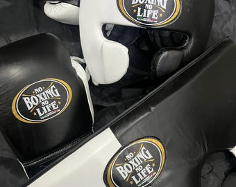 Boxing Training Set: Gloves, Headgear, Groin Guard, Cowhide Leather