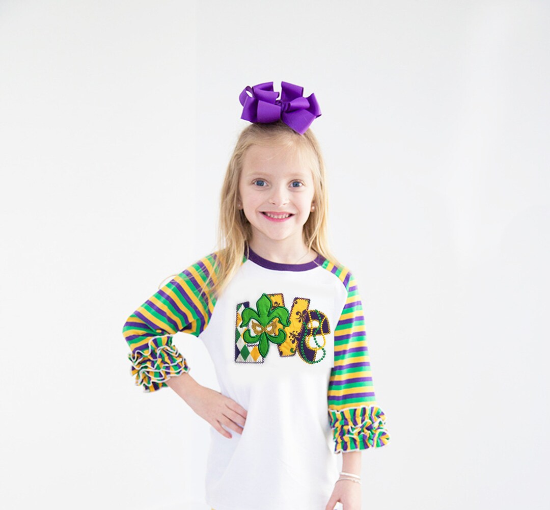 Mardi Gras Shirt for Girls, Mardi Gras Raglan for Toddlers, Mardi Gras